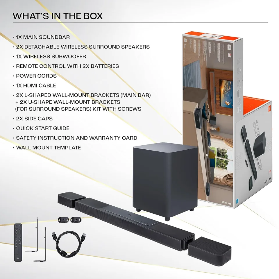 JBL Bar 1300, 11.1.4 Channel Truly Wireless Soundbar with True Dolby Atmos®