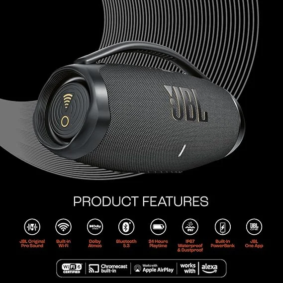 JBL Boombox 3 Wi-Fi, Wireless Portable Bluetooth Speaker