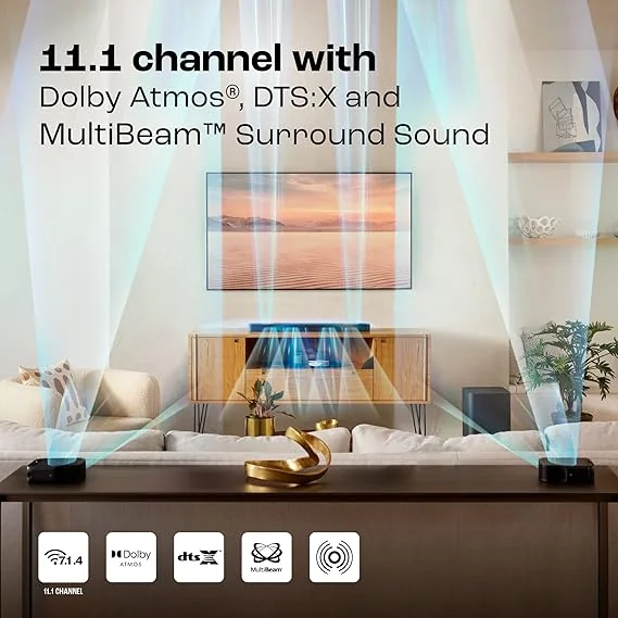 JBL Bar 1000 Pro, 11.1 (7.1.4) Channel Truly Wireless Soundbar with True Dolby Atmos®