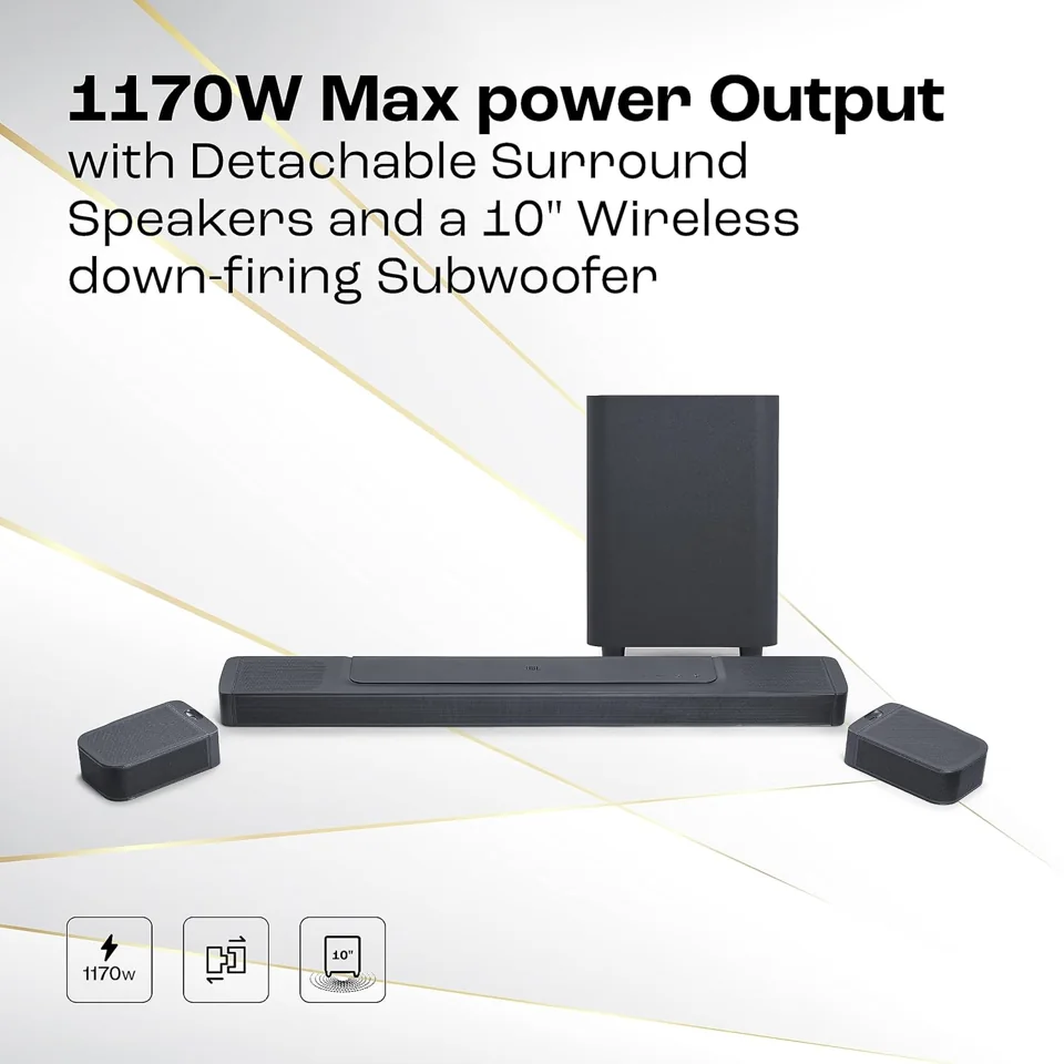 JBL Bar 1300, 11.1.4 Channel Truly Wireless Soundbar with True Dolby Atmos®