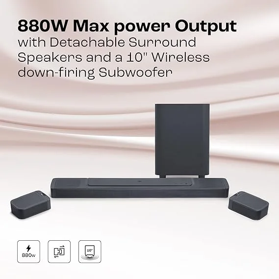 JBL Bar 1000 Pro, 11.1 (7.1.4) Channel Truly Wireless Soundbar with True Dolby Atmos®