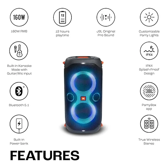JBL Partybox 110 Wireless Bluetooth Party Speaker
