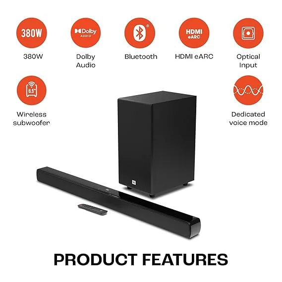 JBL Cinema SB190 Deep Bass, Dolby Atmos Soundbar with Wireless Subwoofer